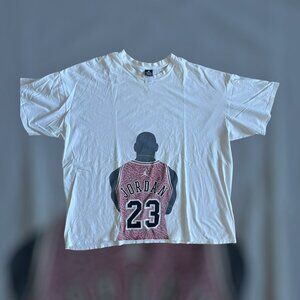 vintage 2000's 3XL Nike Air Jordan red cement jersey shirt white used gold chain